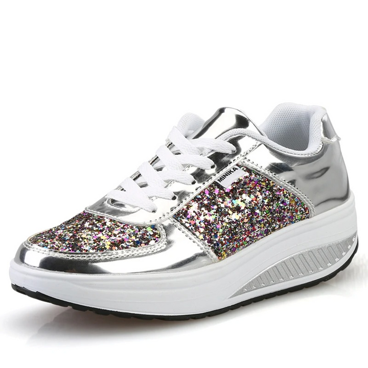 High Top Orthopaedic Women's Sneakers - ComfortStep-Silver-2.5-Nora Luxe