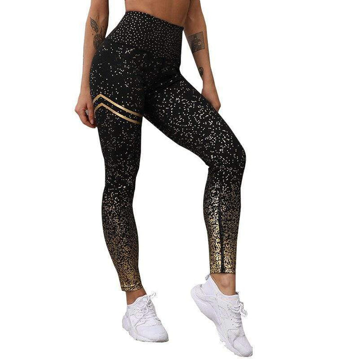 High Waist Sport Legging - Lilac-Black / Gold-S-Nora Luxe