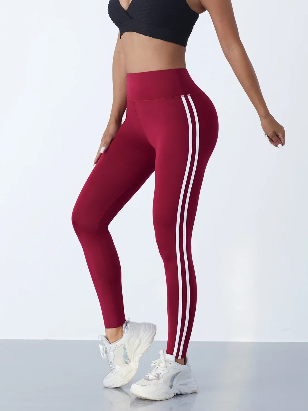 High Waist Yoga Legging - Mila-Bordeaux red-S-Nora Luxe