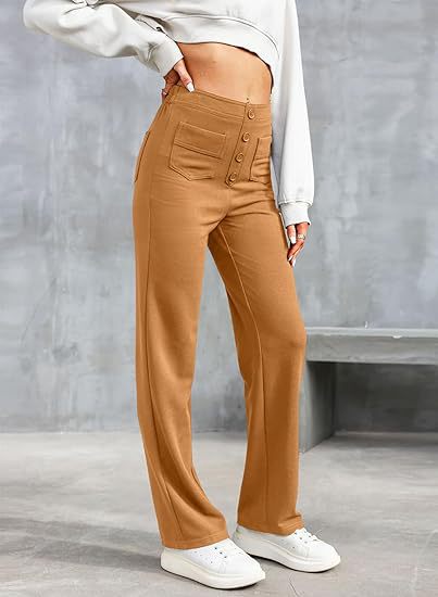 High-waisted Elastic Casual Trousers - Sophia-Brown-S (4-6)-Nora Luxe