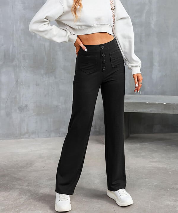 High-waisted Elastic Casual Trousers - Sophia-Stone Green-S (4-6)-Nora Luxe