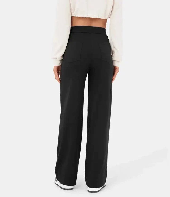 High-waisted Elastic Casual Trousers - Sophia-Stone Green-S (4-6)-Nora Luxe