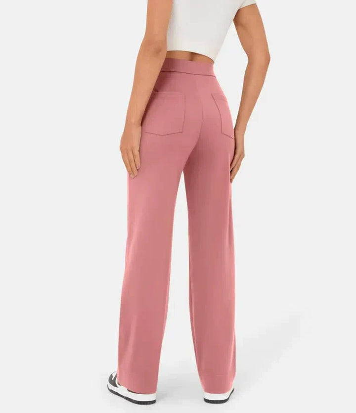 High-waisted Elastic Casual Trousers - Sophia-Stone Green-S (4-6)-Nora Luxe
