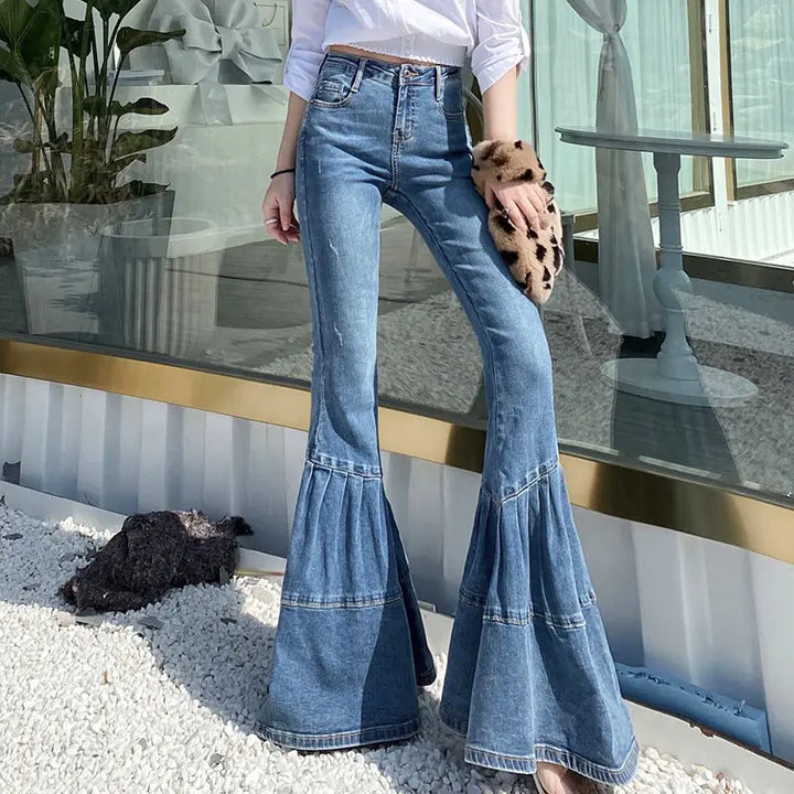 High Waisted Flared Jeans - Mia-Blue-26-Nora Luxe