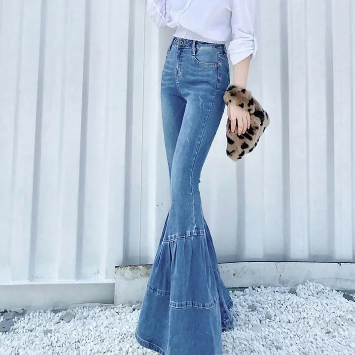 High Waisted Flared Jeans - Mia-Blue-26-Nora Luxe