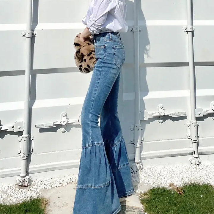 High Waisted Flared Jeans - Mia-Blue-26-Nora Luxe