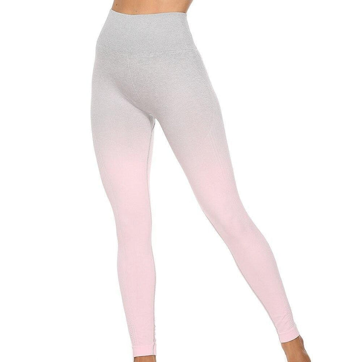 High-Waisted Shape Legging - Serena-Gray & Pink-S-Nora Luxe