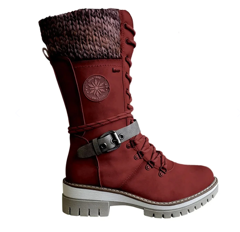 High Women's Boots with Orthopedic Sole - Amelia-Red-3.0-Nora Luxe