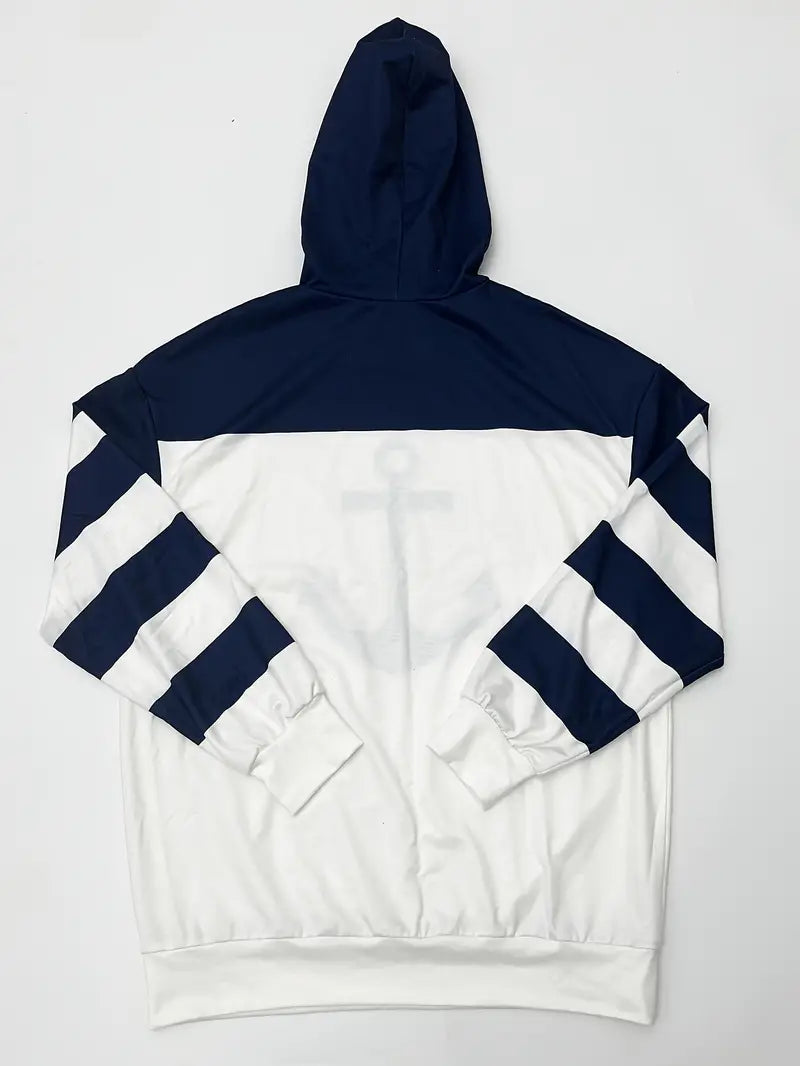 Hoodie with Anchor Print - Nautical Vibes-S-Nora Luxe