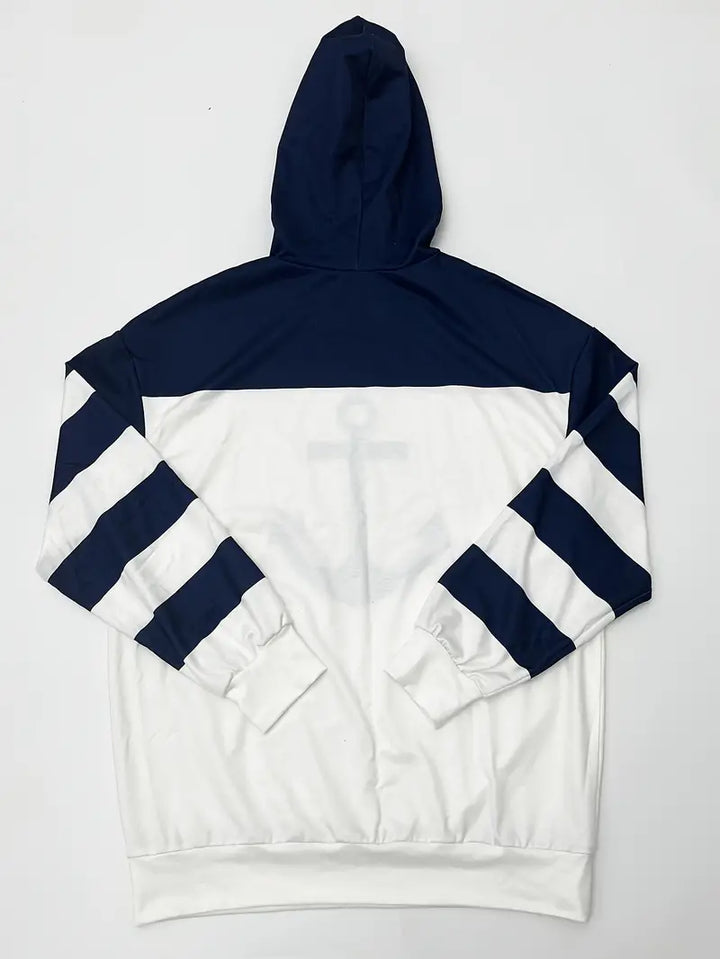 Hoodie with Anchor Print - Nautical Vibes-S-Nora Luxe