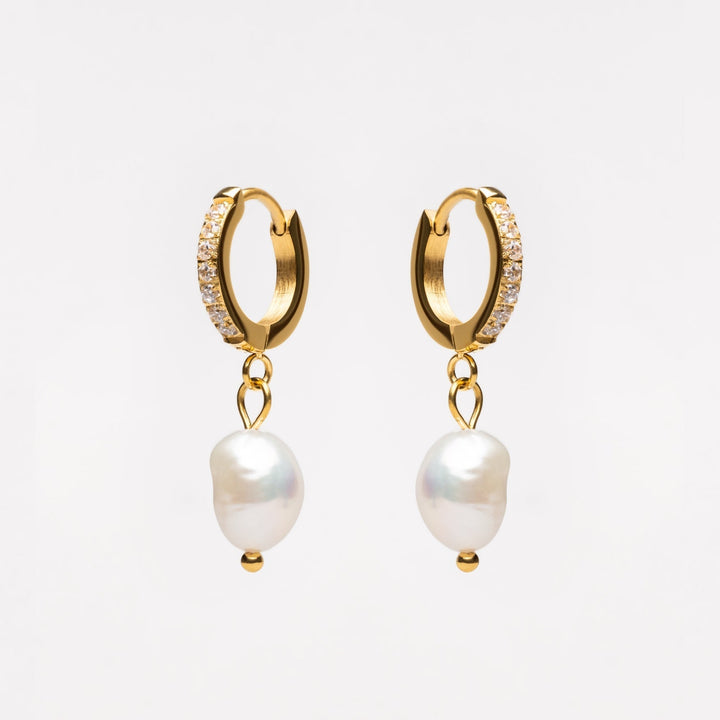 Hoops with freshwater pearls - Arina-Gold-Nora Luxe
