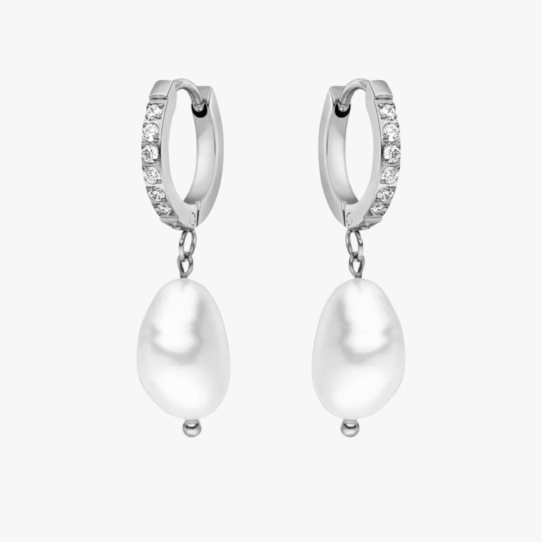 Hoops with freshwater pearls - Arina-Silver-Nora Luxe