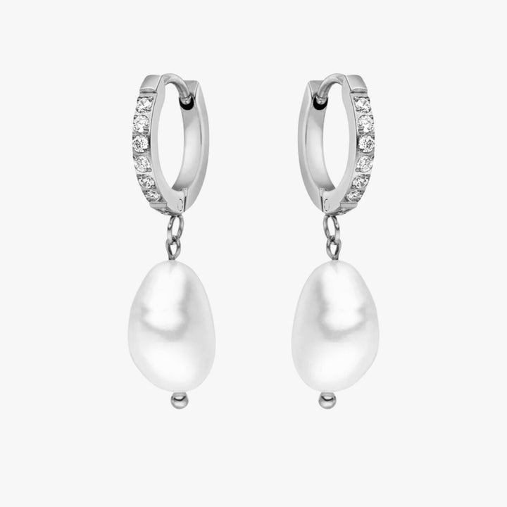 Hoops with freshwater pearls - Arina-Silver-Nora Luxe