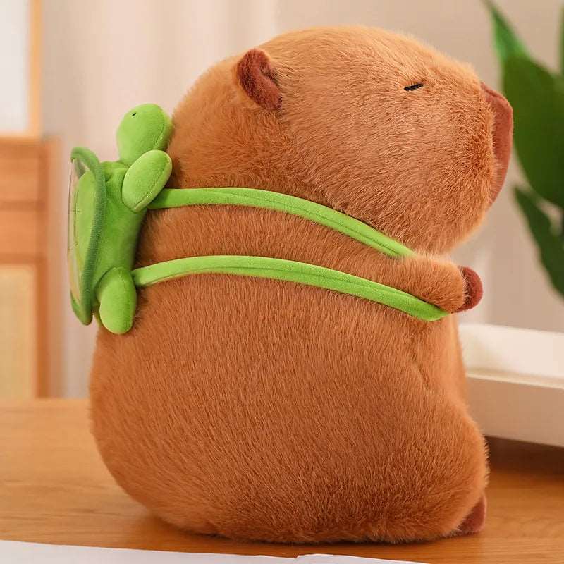 Huggable Capybara with Turtle Backpack - TurtleBuddy-Brown-9.1 in (0.44 lbs)-Nora Luxe