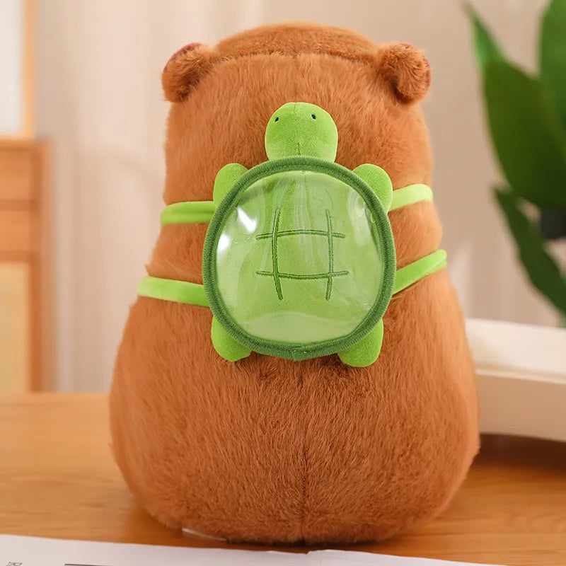 Huggable Capybara with Turtle Backpack - TurtleBuddy-Brown-9.1 in (0.44 lbs)-Nora Luxe