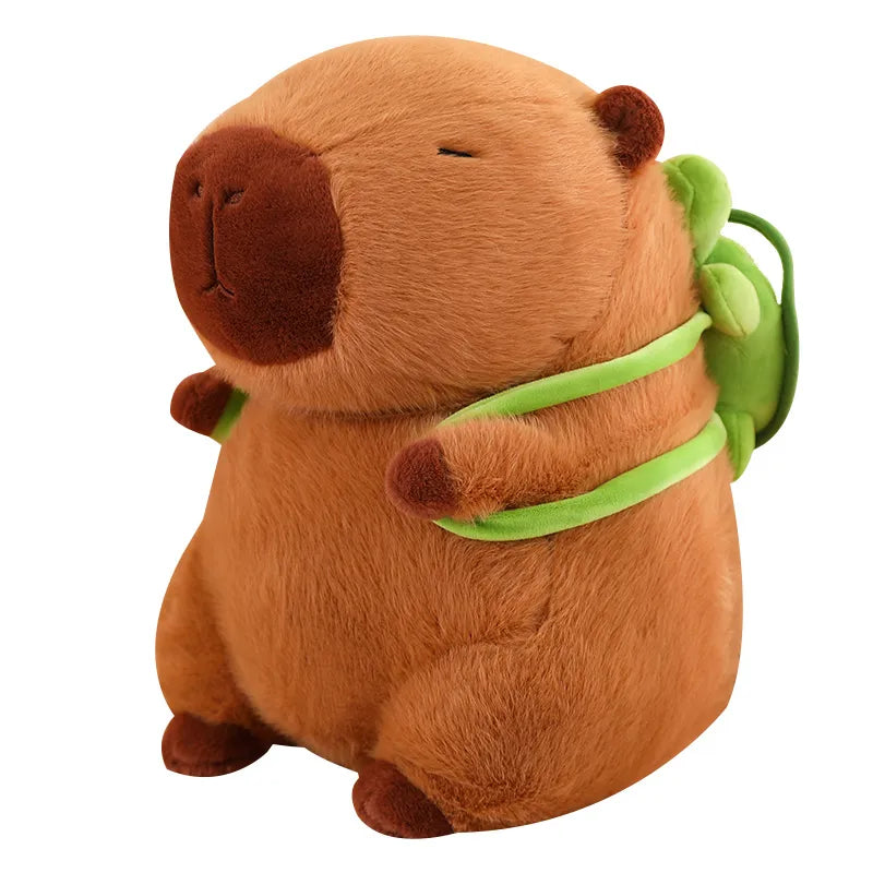 Huggable Capybara with Turtle Backpack - TurtleBuddy-Brown-9.1 in (0.44 lbs)-Nora Luxe