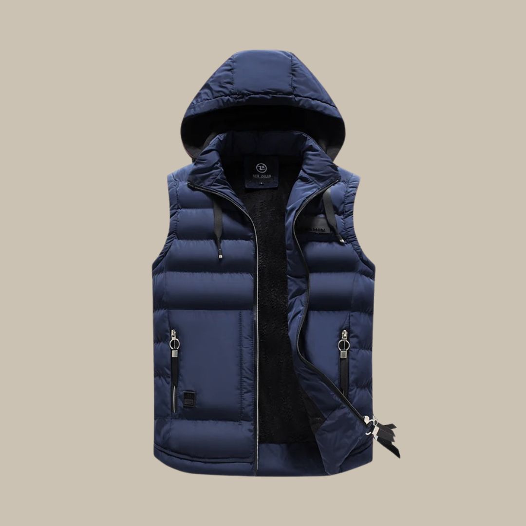 HUGO Hooded Puffer Vest | Casual Bodywarmer for Men-Blue-L-Nora Luxe