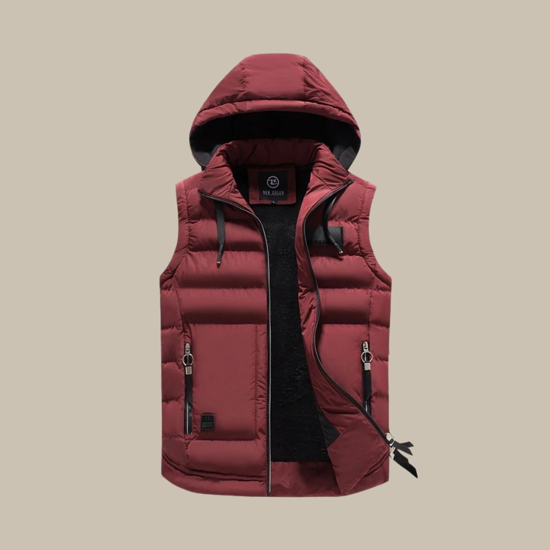 HUGO Hooded Puffer Vest | Casual Bodywarmer for Men-Bordeaux-L-Nora Luxe