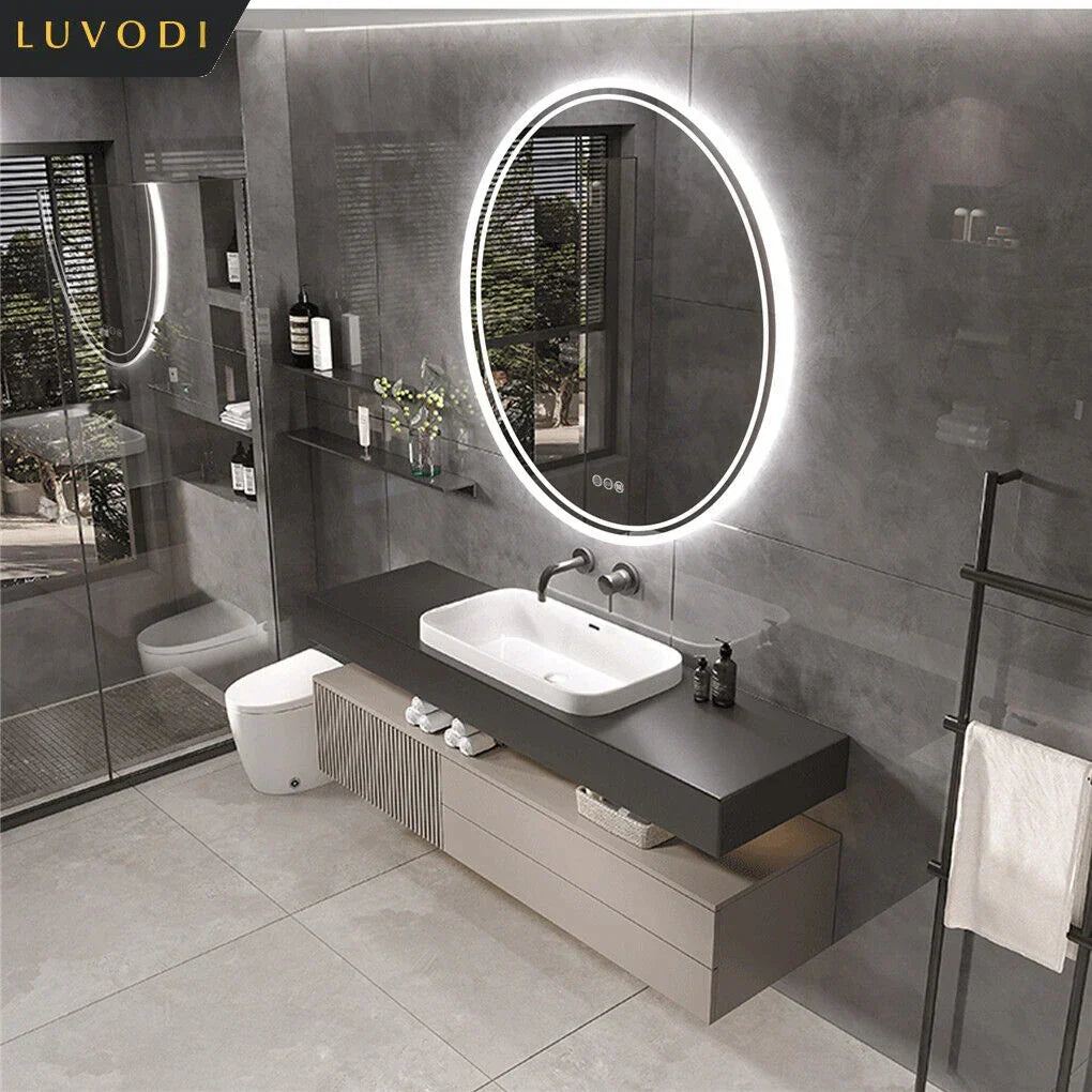 Illuminated Round Bathroom Mirror - LumiMirror-23.62 in-Nora Luxe