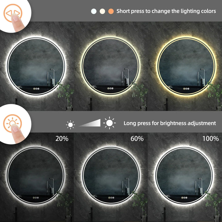 Illuminated Round Bathroom Mirror - LumiMirror-23.62 in-Nora Luxe