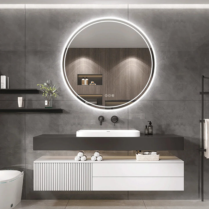 Illuminated Round Bathroom Mirror - LumiMirror-31.50 in-Nora Luxe