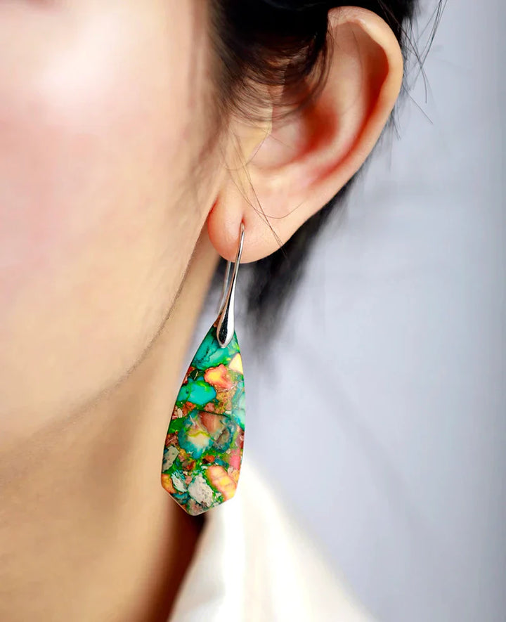 Imperial Jasper Earrings | Unique Gemstone Jewellery-Nora Luxe