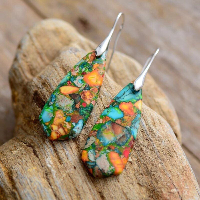 Imperial Jasper Earrings | Unique Gemstone Jewellery-Nora Luxe