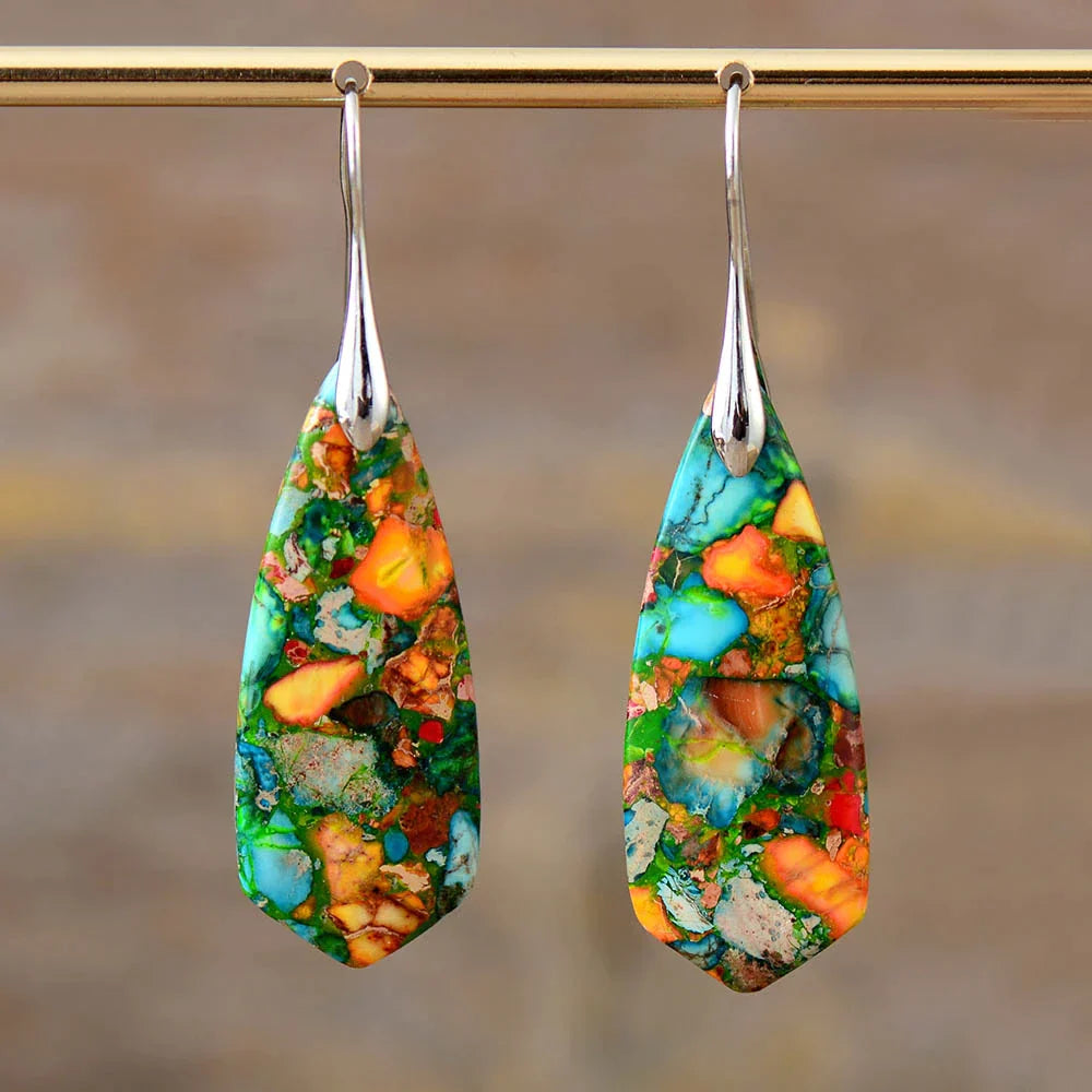 Imperial Jasper Earrings | Unique Gemstone Jewellery-Nora Luxe