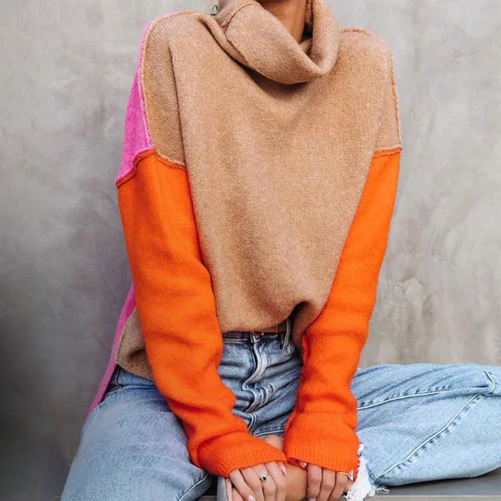 Impressive Color Block Knitted Sweater - AutumnVibe-S-Nora Luxe
