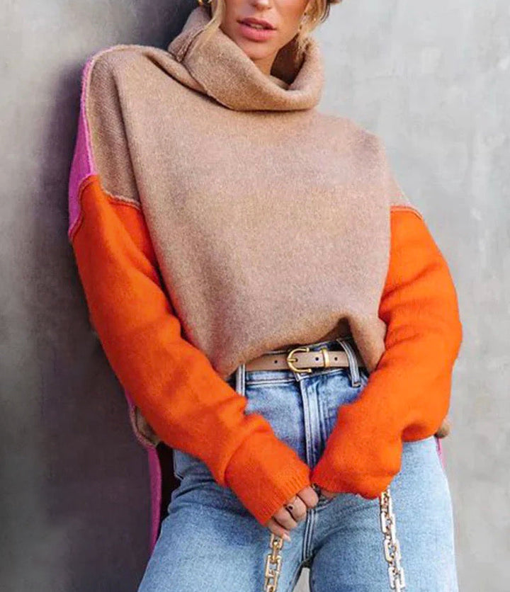 Impressive Color Block Knitted Sweater - AutumnVibe-S-Nora Luxe