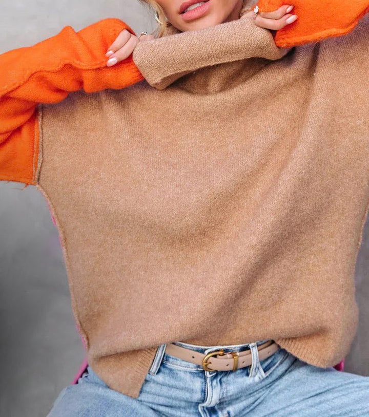 Impressive Color Block Knitted Sweater - AutumnVibe-S-Nora Luxe