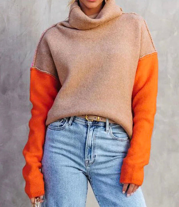 Impressive Color Block Knitted Sweater - AutumnVibe-S-Nora Luxe