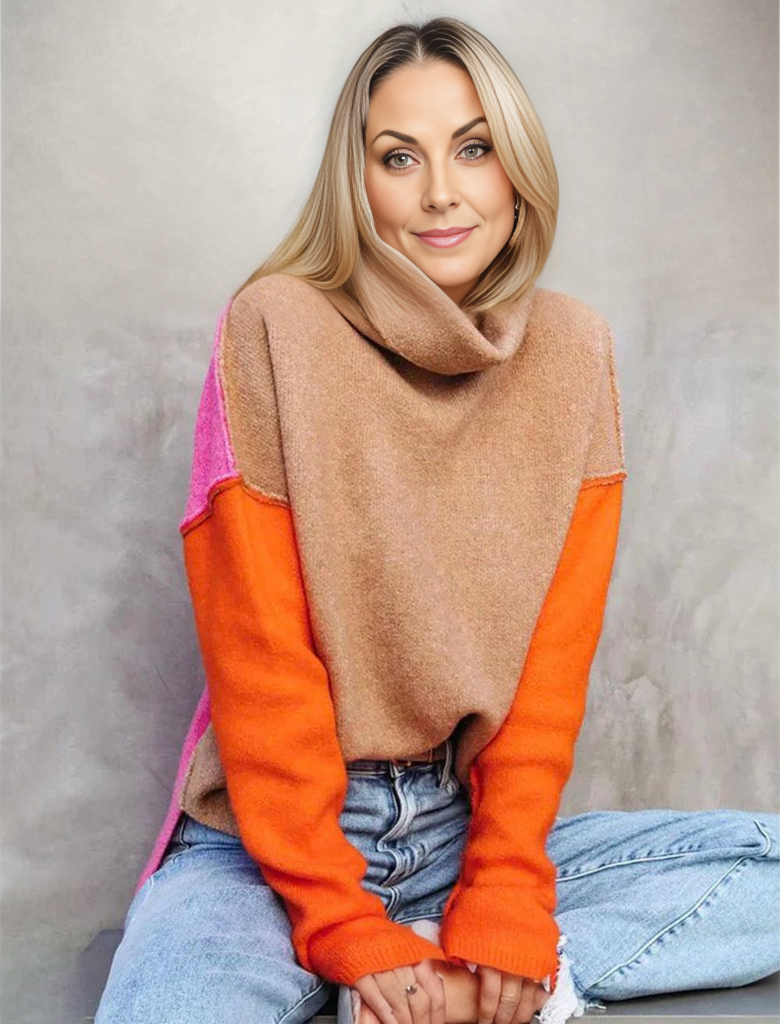 Impressive Color Block Knitted Sweater - AutumnVibe-S-Nora Luxe