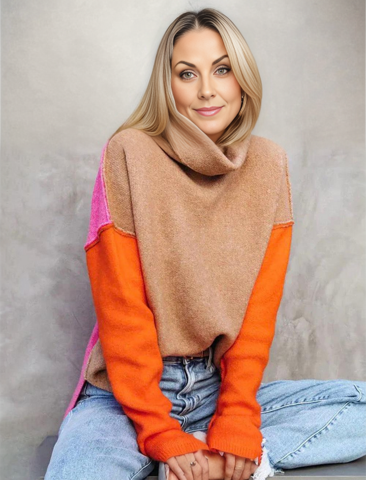 Impressive Color Block Knitted Sweater - AutumnVibe-S-Nora Luxe