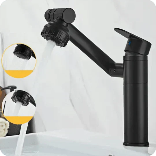 Innovative Bathroom Tap - TwistFlow-Black-Nora Luxe