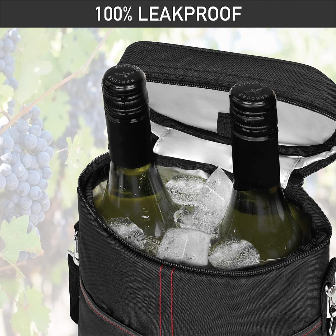 Insulated 2-Bottle Wine Cooler Tote Bag with Adjustable Strap – Buy 1, Take 1 FREE