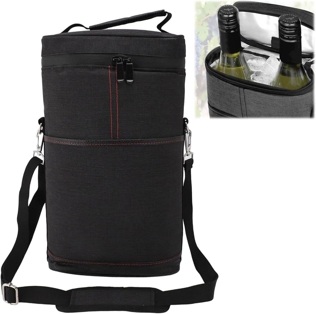 Insulated 2-Bottle Wine Cooler Tote Bag with Adjustable Strap – Buy 1, Take 1 FREE