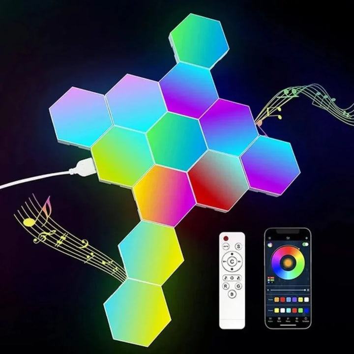 Interactive Hexagonal Lighting - GlowHex-12 Tiles-Nora Luxe