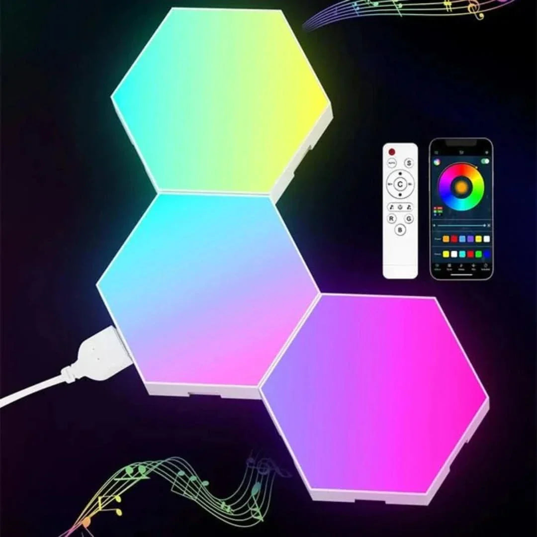 Interactive Hexagonal Lighting - GlowHex-3 Tiles-Nora Luxe