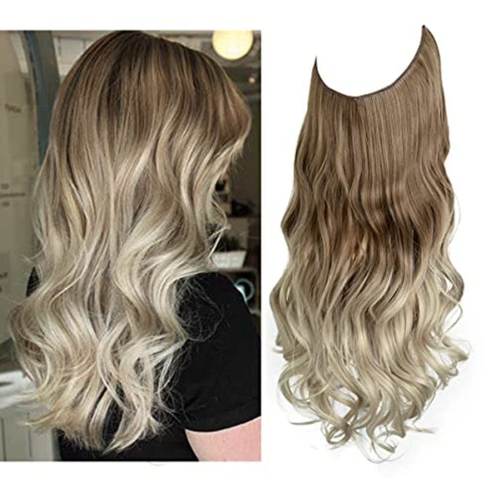 Invisible Hair Extensions - Veloura-Brown to Ash Blonde with Platinum Blonde-35 CM-The Livary