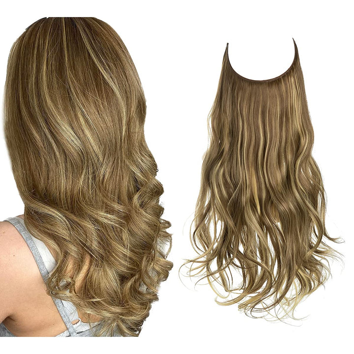 Invisible Hair Extensions - Veloura-Golden blonde Ash brown-35 CM-The Livary