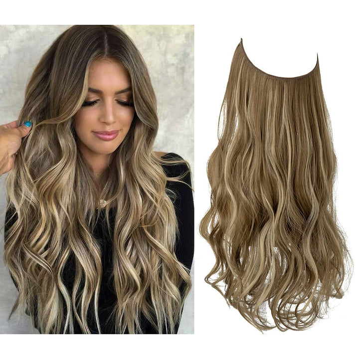 Invisible Hair Extensions - Veloura-Medium Brown Ash Blonde-35 CM-The Livary