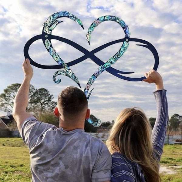 Iron Wall Decoration with Infinite Heart - InfiniteHeart-Sapphire-7.87″ × 9.84″-Nora Luxe