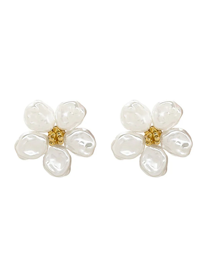 Irregular Pearl Petal Earrings - Celine-Nora Luxe