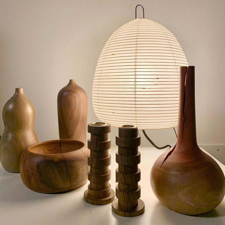 Japanese Paper Table Lamp - Yumi-11.02 inches × 18.50 inches-Nora Luxe