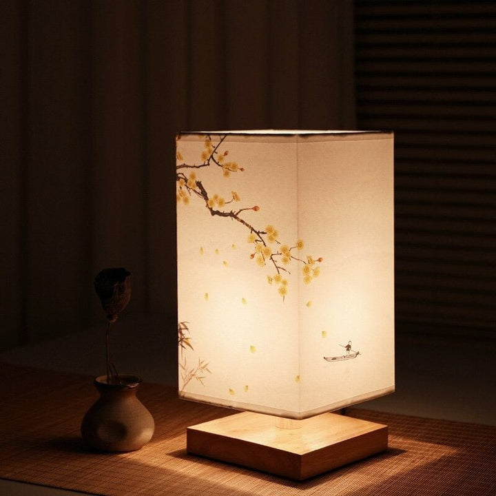 Japanese-Scandinavian Table Lamp - HikariGlow-Yellow Flower-Nora Luxe