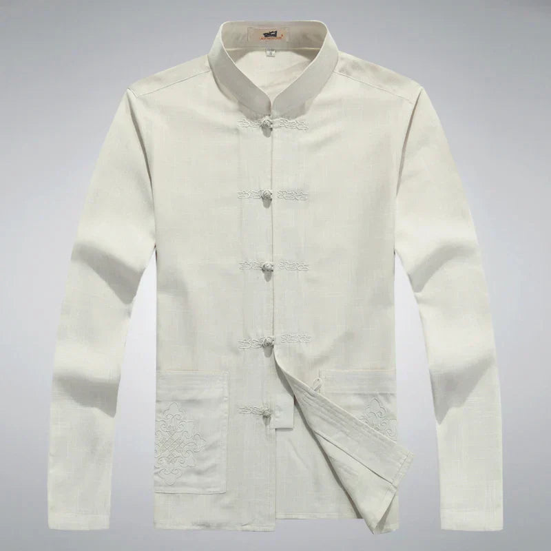 Japanese Style Men's Clothing Set - Hiroshi Tang Set-Beige-S-Nora Luxe