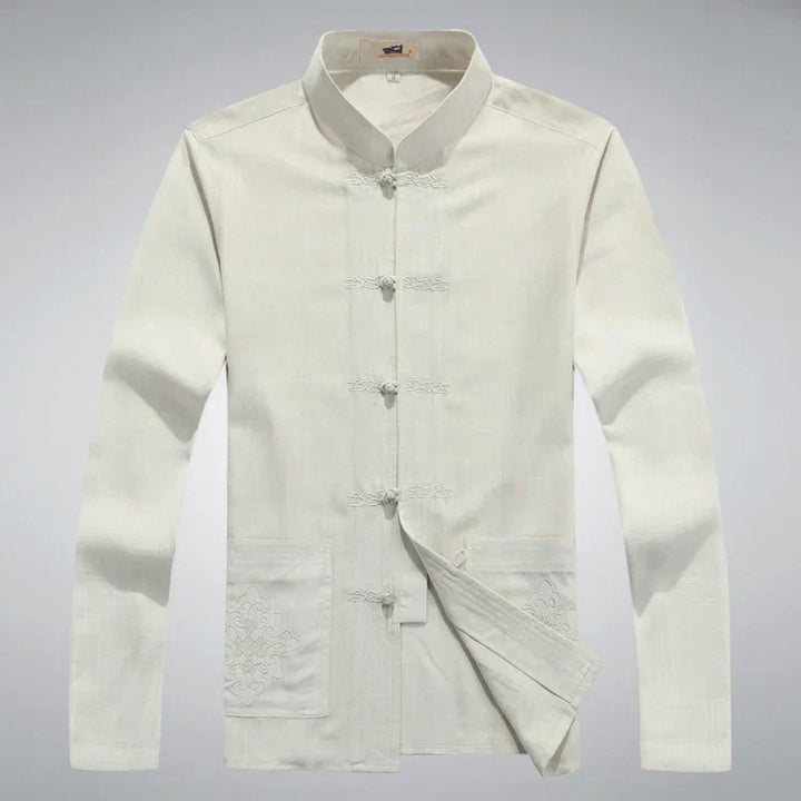 Japanese Style Men's Clothing Set - Hiroshi Tang Set-Beige-S-Nora Luxe