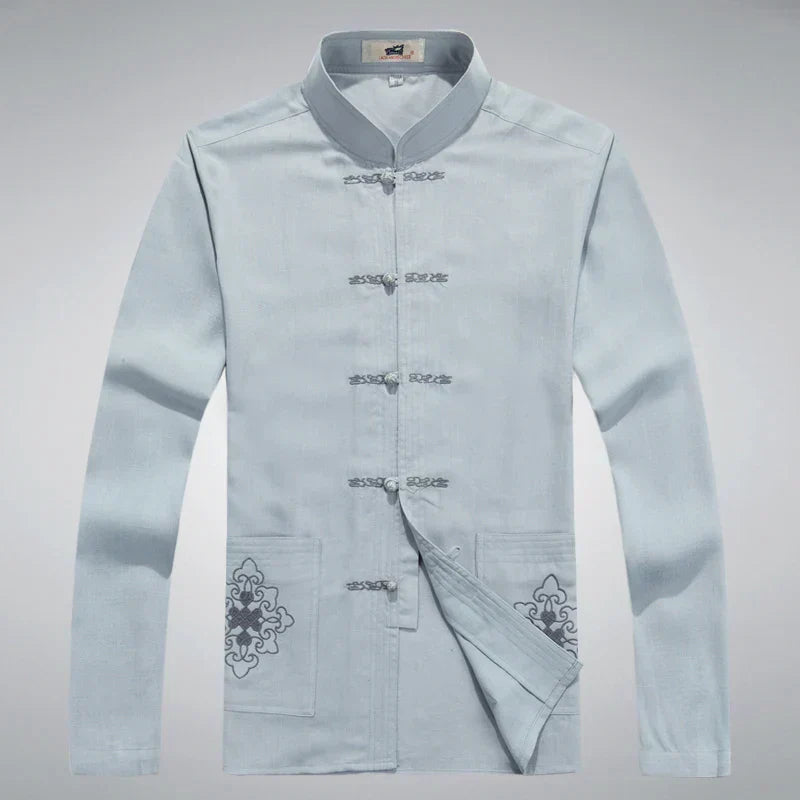 Japanese Style Men's Clothing Set - Hiroshi Tang Set-Beige-S-Nora Luxe
