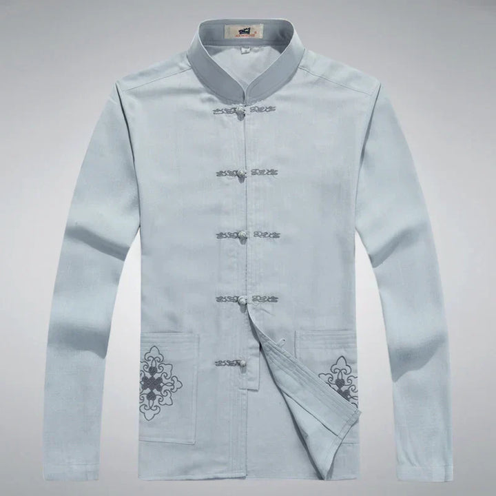 Japanese Style Men's Clothing Set - Hiroshi Tang Set-Beige-S-Nora Luxe
